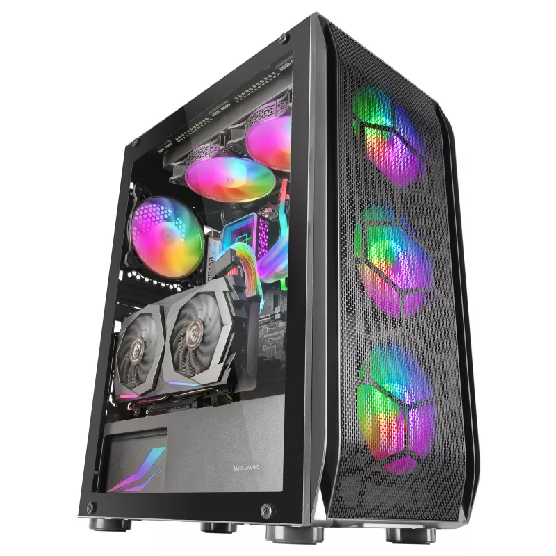 Mars Gaming MC-KX μαύρο Premium E-ATX Gaming Tower FREEZER CPU-System 5 ultra-αθόρυβοι ARGB ανεμιστήρες ARGB controller και RF controller Mesh πρόσοψη