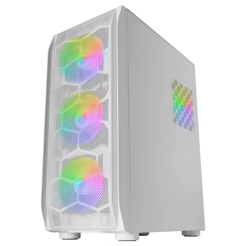 Mars Gaming MC-KX λευκό Premium E-ATX Gaming Tower FREEZER CPU System 5 ultra-αθόρυβοι ARGB ανεμιστήρες ARGB controller και RF controller Mesh πρόσοψη