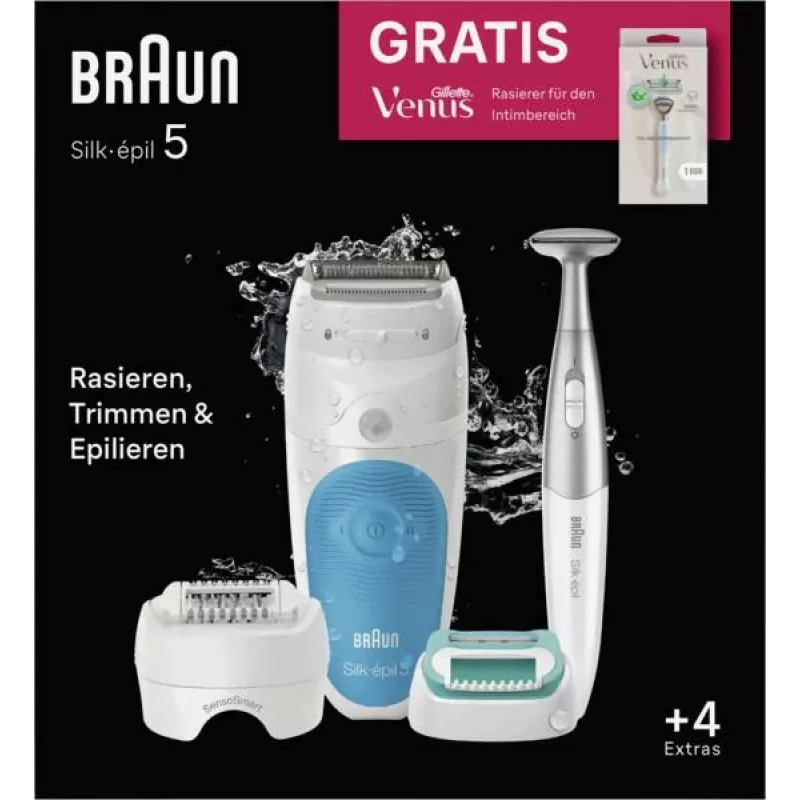 Braun Silk-épil 5 810 + Gillette Venus Trimmer 28 τσιμπιδάκια μπλε, λευκό