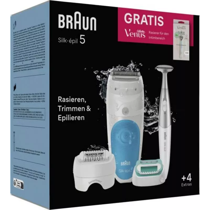 Braun Silk-épil 5 810 + Gillette Venus Trimmer 28 τσιμπιδάκια μπλε, λευκό