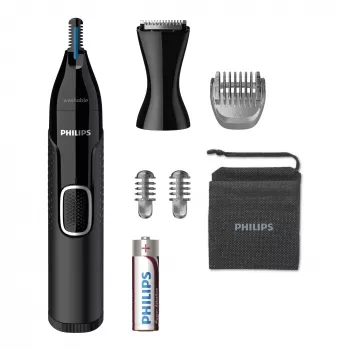 Τριμερ μύτης Philips 5000 NT5650/16 – λειτουργία με μπαταρία, AA, αδιάβροχο, λεπίδες ανοξείδωτου χάλυβα, 3 εξαρτήματα χτένας, θήκη ταξιδιού
