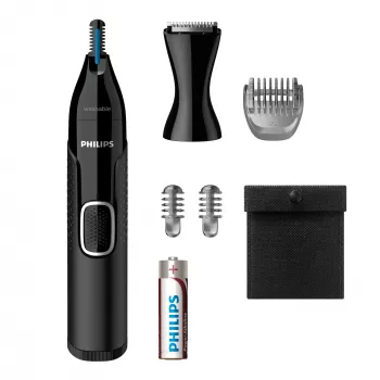 Τριμερ μύτης Philips 5000 NT5650/16 – λειτουργία με μπαταρία, AA, αδιάβροχο, λεπίδες ανοξείδωτου χάλυβα, 3 εξαρτήματα χτένας, θήκη ταξιδιού