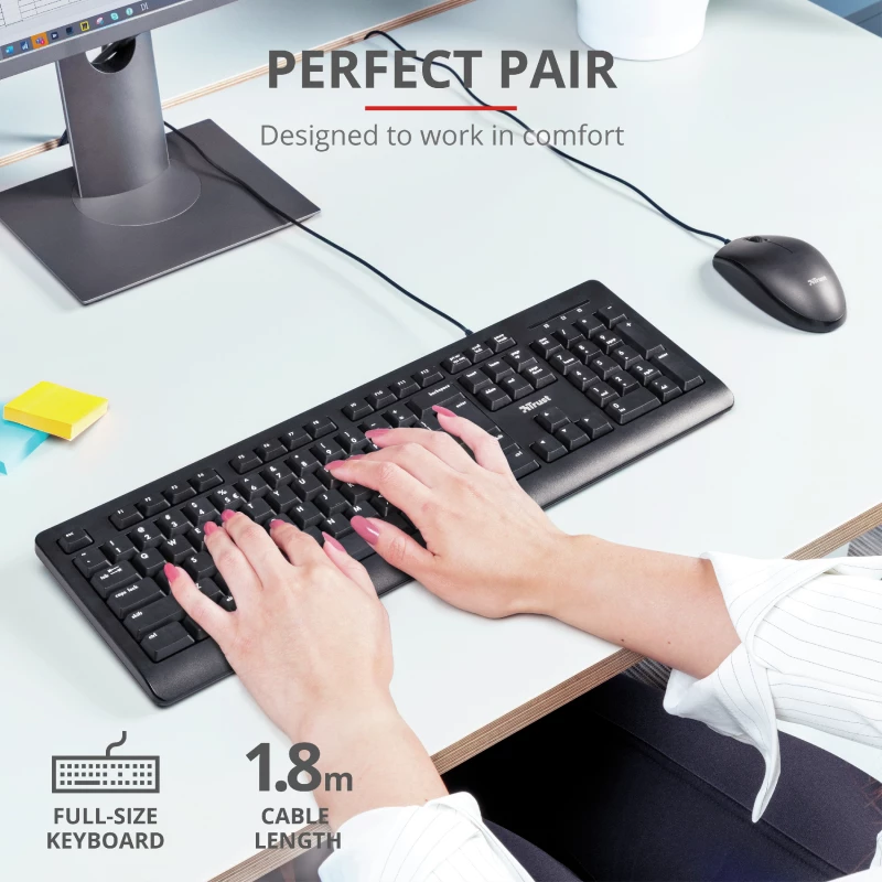 Trust Primo πληκτρολόγιο και ποντίκι Universal USB AZERTY βελγικό μαύρο