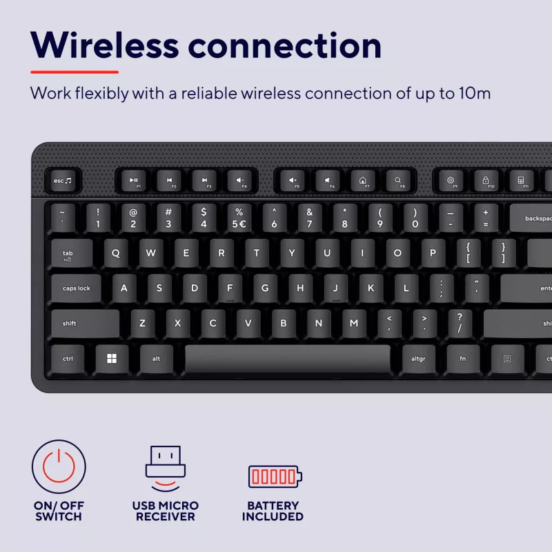 TRUST Ody II Full-Size Wireless RF QWERTY Nordic μαύρο