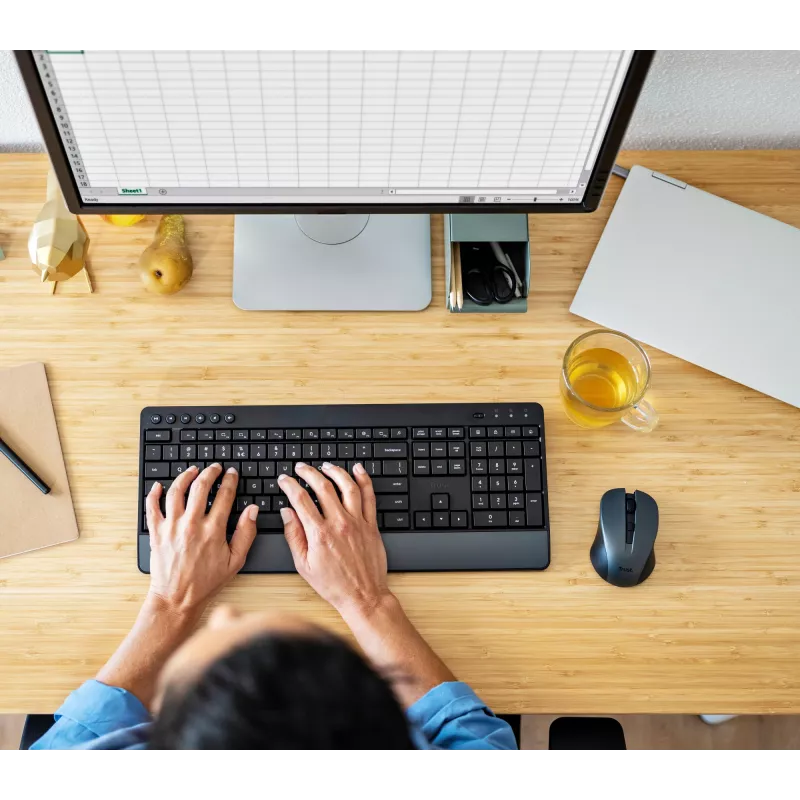 Trust Trezo πληκτρολόγιο και ποντίκι γραφείου RF Wireless AZERTY βελγικό μαύρο