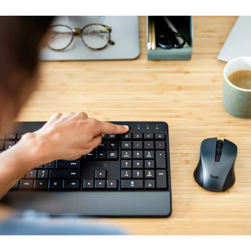 Trust Trezo πληκτρολόγιο και ποντίκι γραφείου RF Wireless AZERTY βελγικό μαύρο