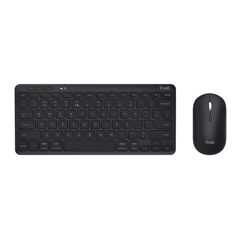 Trust Lyra πληκτρολόγιο, με ποντίκι, γραφείου, RF Wireless + Bluetooth, AZERTY, βελγικό, μαύρο