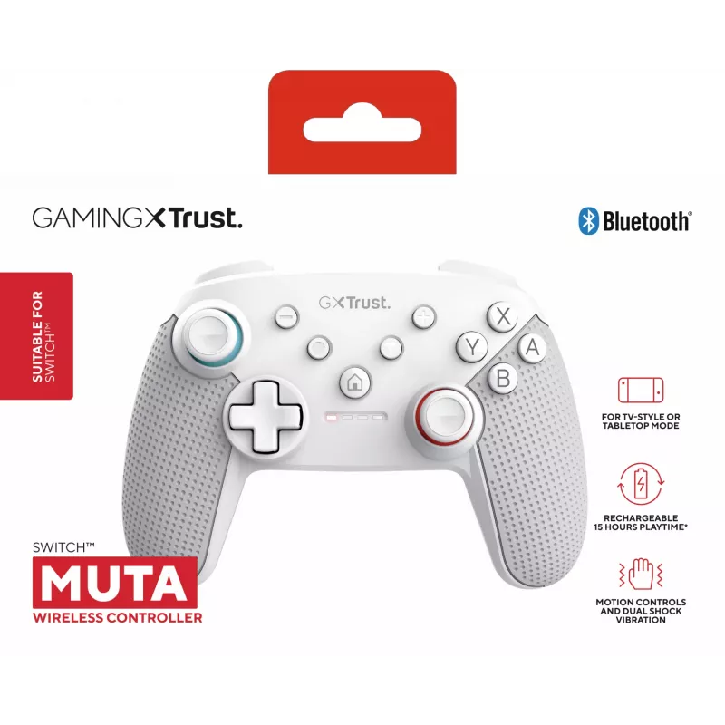 Trust GXT 1246W MUTA Λευκό Bluetooth Gamepad Nintendo Switch, Nintendo Switch Lite