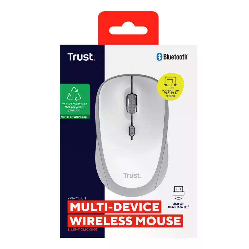 Trust Yvi+ Ποντίκι Universal Αμφίχειρο RF Wireless + Bluetooth Οπτικό 1600 DPI