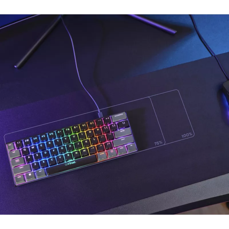 Trust GXT 867 Acira Πληκτρολόγιο Gaming USB AZERTY Βελγικό Μαύρο, Γκρι