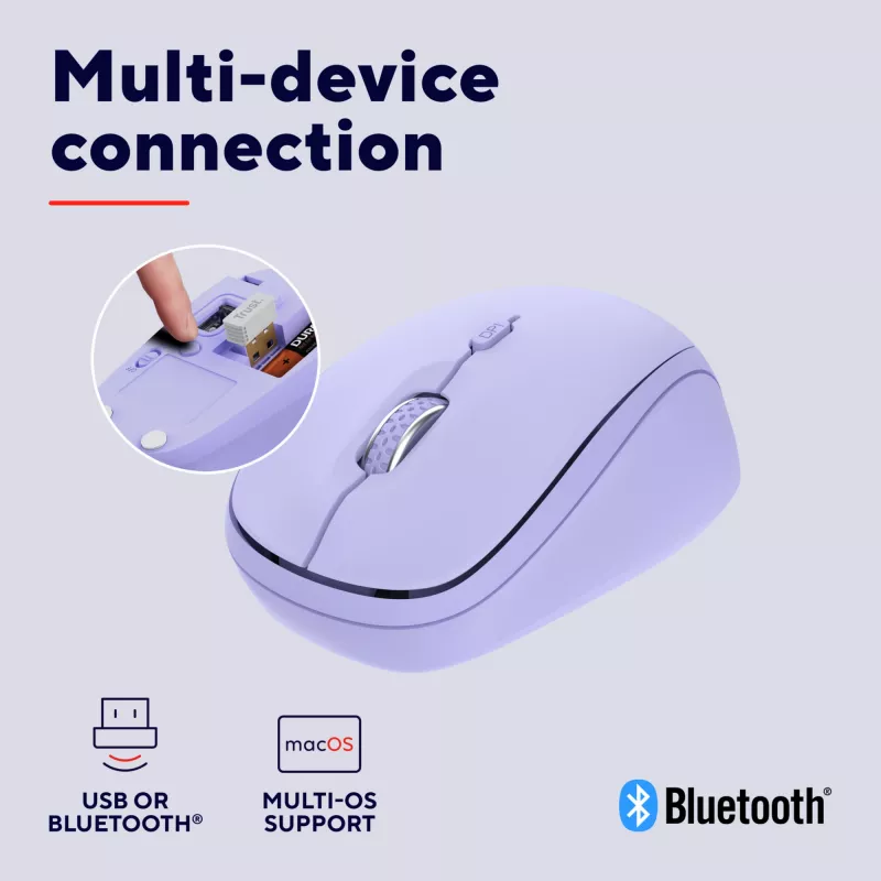 Trust Yvi+ Ποντίκι Universal Αμφίχειρο RF Wireless + Bluetooth Οπτικό 1600 DPI
