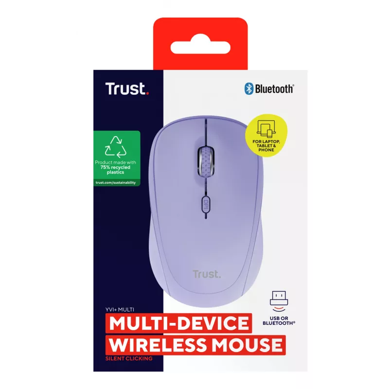 Trust Yvi+ Ποντίκι Universal Αμφίχειρο RF Wireless + Bluetooth Οπτικό 1600 DPI