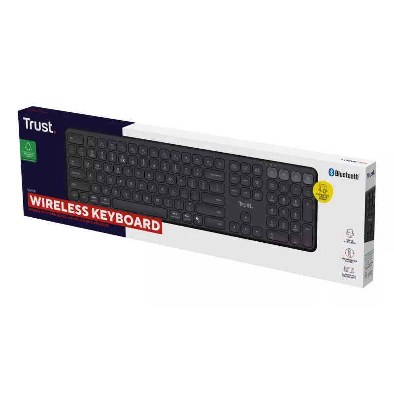 Trust Vaiya Πληκτρολόγιο Universal USB + RF Wireless + Bluetooth AZERTY Βελγικό Μαύρο