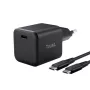 Φορτιστής TRUST Maxo Ultra-μικρό 65W GaN USB-C Μαύρο με καλώδιο 2m