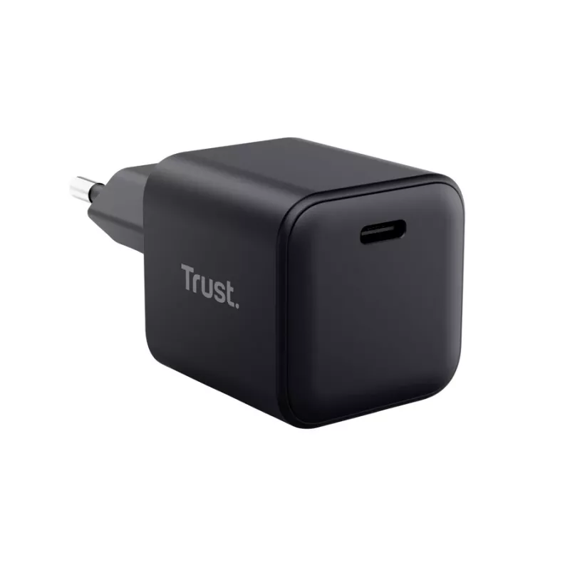 Φορτιστής TRUST Maxo Ultra-μικρό 65W GaN USB-C Μαύρο με καλώδιο 2m
