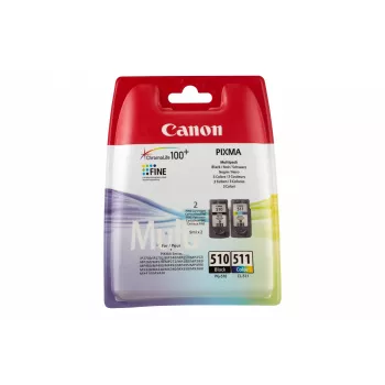 Canon PG-510/CL-511 BK/C/M/Y μελανοδοχεία πολυσυσκευασία, τυπική διάρκεια, μαύρο, κυανό, ματζέντα, κίτρινο, 2 τεμ., 300 σελίδες, πολυσυσκευασία