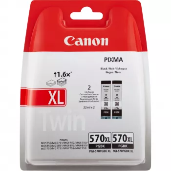 Canon PGI-570BK XL υψηλής απόδοσης μαύρο μελανοδοχείο (διπλή συσκευασία)