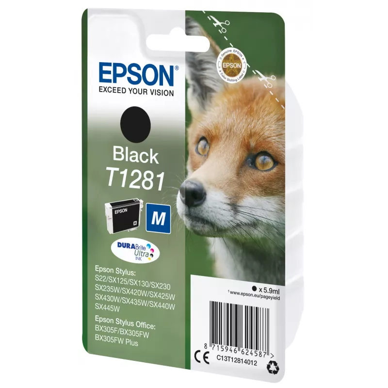 Epson T1281 Fox μεμονωμένη συσκευασία δοχείο μελάνης μαύρο