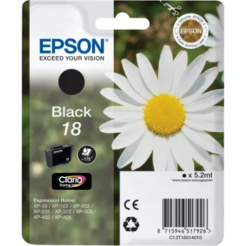 Epson Daisy μεμονωμένη συσκευασία μαύρο 18 Claria Home Ink, standard απόδοση, φωτογραφικό μαύρο, μελάνη βαφής, 1 τεμ.