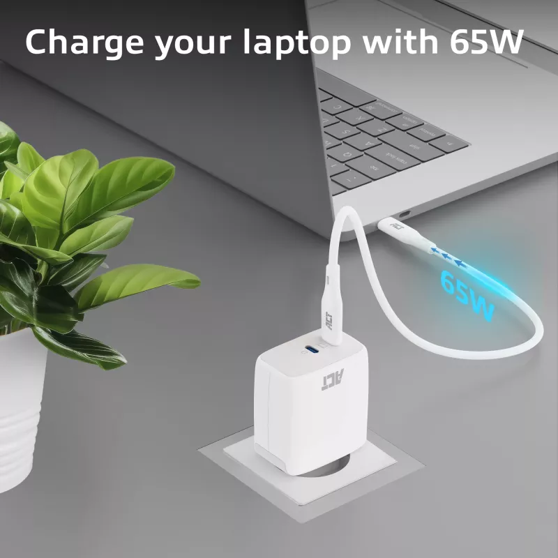 ACT φορτιστής USB-C 65W 2 θυρών με Power Delivery PPS και GaNFast