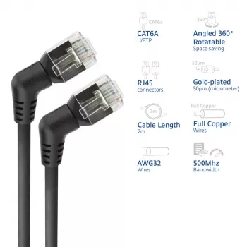 Καλώδιο δικτύου ACT DD1907 Cat6 U/FTP (STP) 7 m, RJ-45 σε RJ-45, επαφές χρυσού, μαύρο