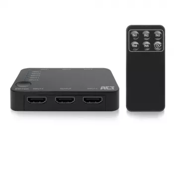 ACT διακόπτης HDMI 4K 5 εισόδων, 1 εξόδου, HDMI, μαύρο, 2160p, 18 Gbit/s, 4096 x 2160 pixel, 4K Ultra HD