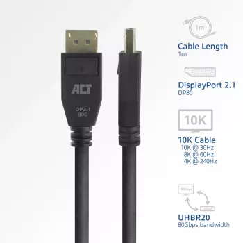 ACT AK4081 καλώδιο DisplayPort 1 m μαύρο