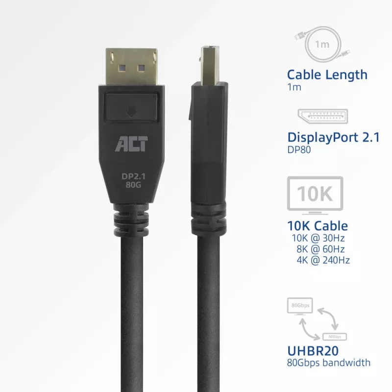 ACT AK4082 καλώδιο DisplayPort 2 m μαύρο