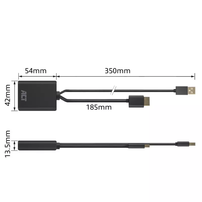 ACT AC7536 προσαρμογέας καλωδίου βίντεο 0,24 m HDMI + USB DisplayPort μαύρο