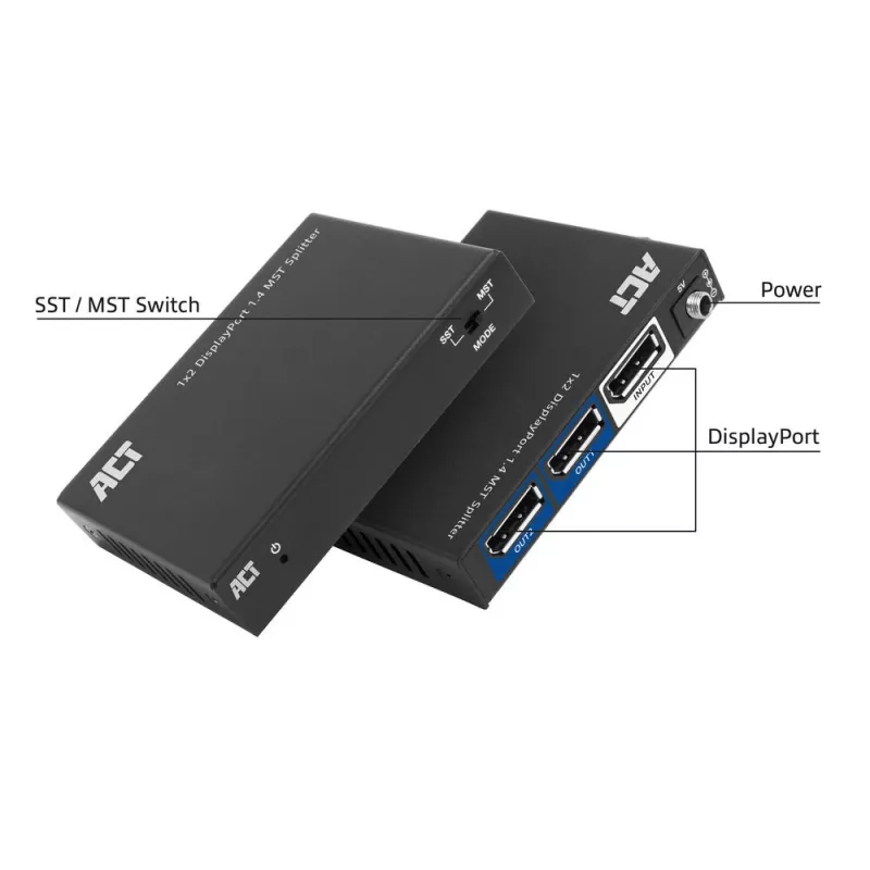 ACT διαχωριστής DisplayPort 1.4 MST 1x2