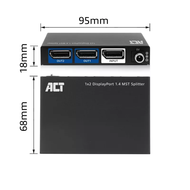 ACT διαχωριστής DisplayPort 1.4 MST 1x2