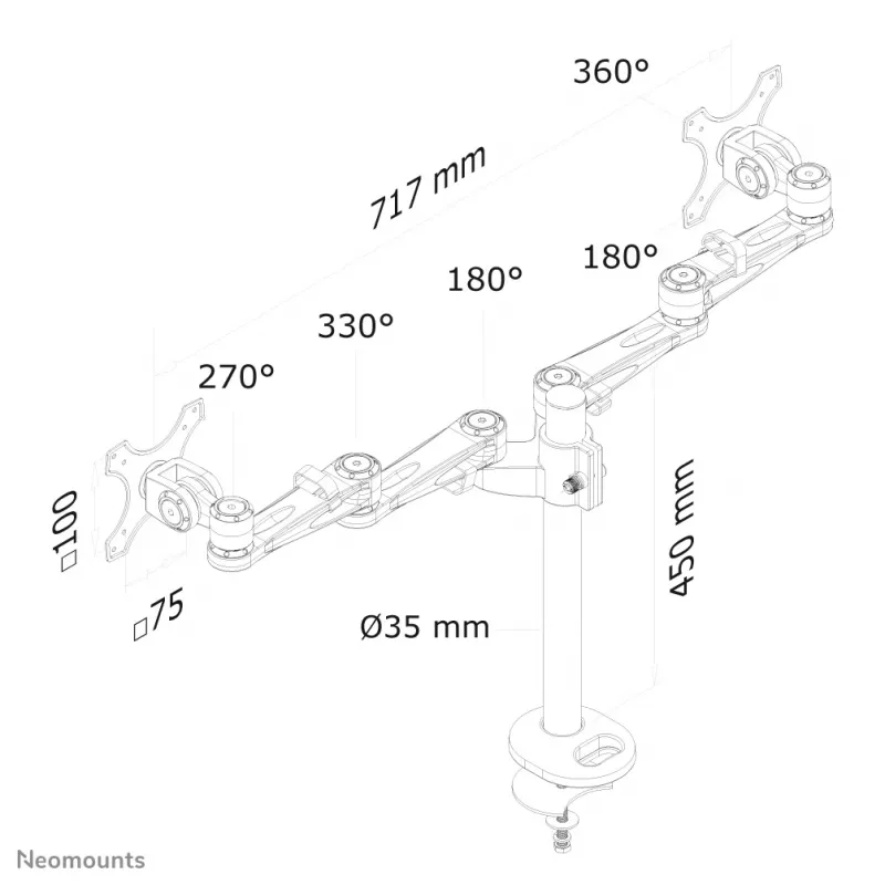 Neomounts FPMA-D935DG Βραχίονας οθόνης 10-27 ιντσών