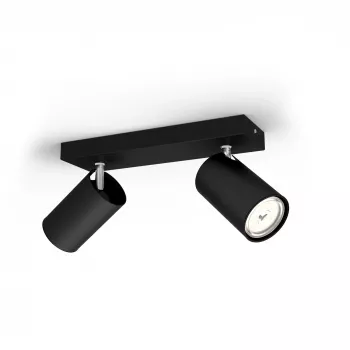 Φωτιστικό οροφής/τοίχου Signify Philips myLiving Kosipo 2x GU10 LED 220-240V IP20 μαύρο