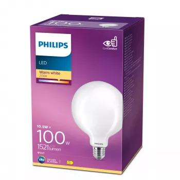 Philips Filament λαμπτήρας ματ 100W G120 E27, 10.5 W, 100 W, E27, 1521 lm, 15000 h, θερμό λευκό