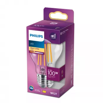 Philips Filament Bulb Clear 100W A60 E27 10,5W θερμό λευκό 1521lm