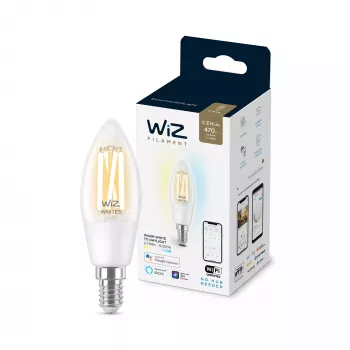 Έξυπνη λάμπα WiZ Filament Candle διαφανές 4,9 W C35 E14 Wi-Fi λευκό