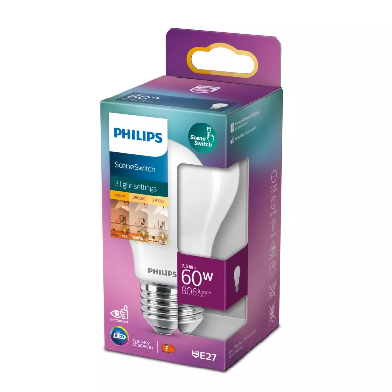 Philips Bulb 60;30; 16 W A60 E27 7.5 W θερμό λευκό 806 lm