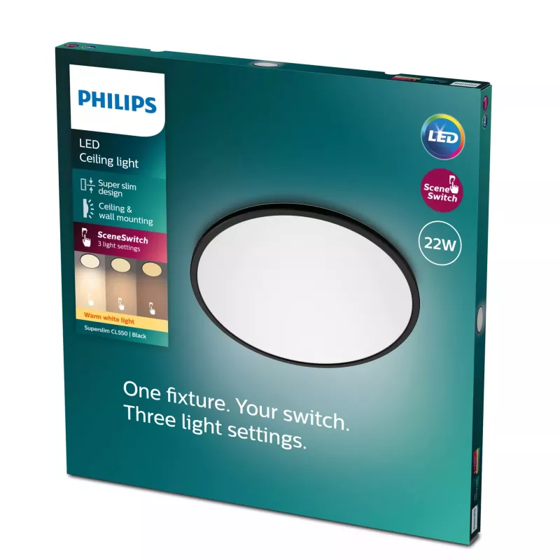 Φωτιστικό οροφής Philips Functional Super λεπτό 22 W μαύρο LED στρογγυλό