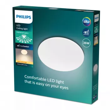 Φωτιστικό οροφής Philips Functional Moire 36 W LED, λευκό, στρογγυλό, μη αντικαταστάσιμοι λαμπτήρες, 220–240 V