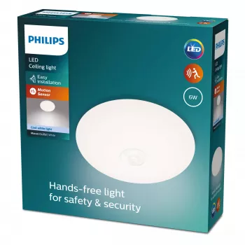 Φωτιστικό οροφής Philips Functional Mauve 6 W LED, στρογγυλό 250×72 mm, λευκό, ενσωματωμένη λάμπα