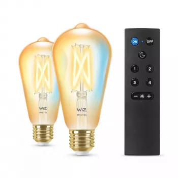 WiZ Filament Bulb Amber 50 W ST64 E27 x2, Έξυπνος φωτισμός, Wi-Fi/Bluetooth, Χρυσό, Wi-Fi 4 (802.11n), 802.11b, 802.11g, LED, E27