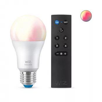 WiZ Λαμπτήρας 8W (Eq.60W) A60 E27 x1 + Τηλεχειριστήριο, Έξυπνη λάμπα, Wi-Fi/Bluetooth, Λευκό, Wi-Fi 4 (802.11n), 802.11b, 802.11g, LED, E27