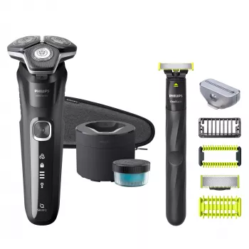 Ηλεκτρική Περιστροφική Ξυριστική Μηχανή Philips Series 5000 S5898/79 — 3 Περιστροφικές Κεφαλές, Μπαταρία Li‑Ion, Υγρή & Στεγνή, Βάση Καθαρισμού