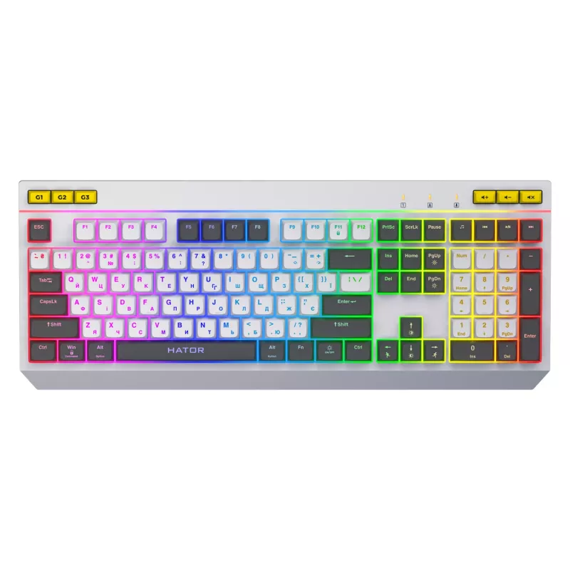 HATOR Icefall Πληκτρολόγιο Gaming USB QWERTY US-Αγγλικά Λευκό Full-Size RGB LED
