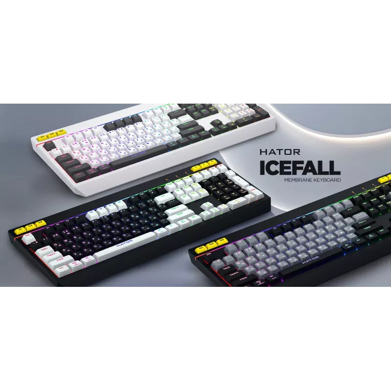 HATOR Icefall Πληκτρολόγιο Gaming USB QWERTY US-Αγγλικά Λευκό Full-Size RGB LED