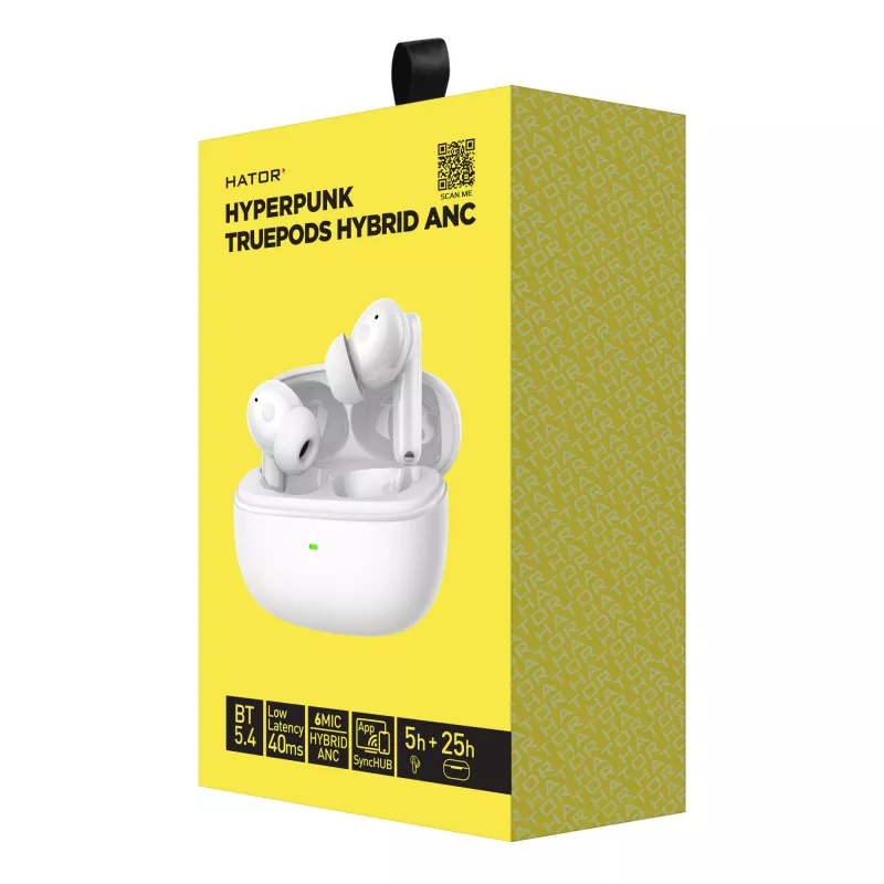 HATOR Hyperpunk Truepods Hybrid ANC Headset True Wireless Stereo (TWS) In-Ear Κλήσεις/Μουσική Bluetooth Λευκό