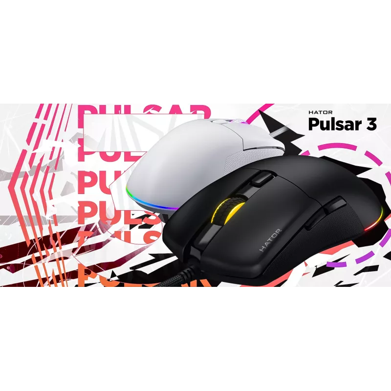 Ποντίκι HATOR Pulsar 3 Optical Κίτρινο 12000 DPI 6 Κουμπιά Λευκό