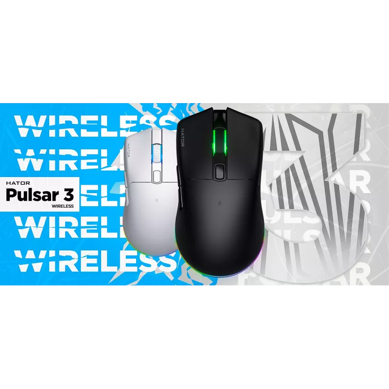 HATOR Pulsar 3 Wireless, μαύρο - Οπτικό Κίτρινο 100M Switches PixArt PMW 3311 (HTM630)
