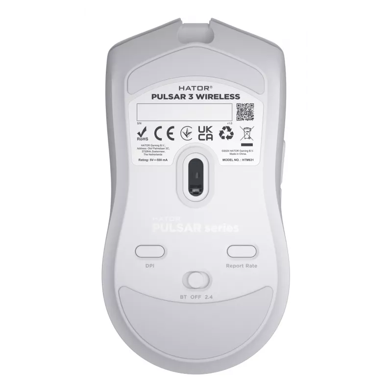 HATOR Pulsar 3 Wireless, λευκό - Οπτικό Κίτρινο 100M Switches PixArt PMW 3311 (HTM631)