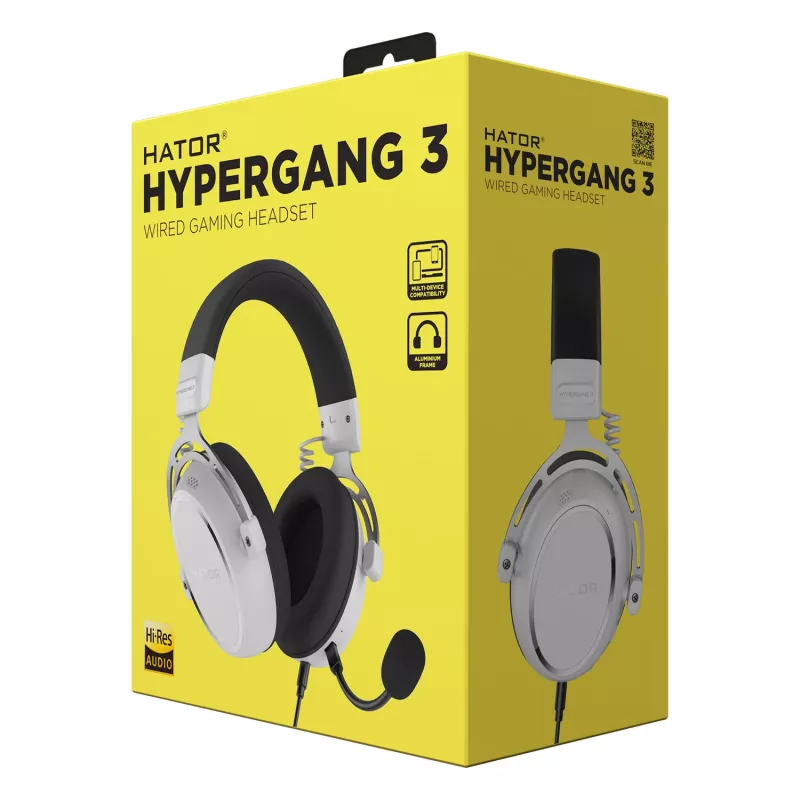 HATOR HYPERGANG 3 Hi-Res Headset Ενσύρματο Headband Gaming USB Type-C / USB Type-A Λευκό